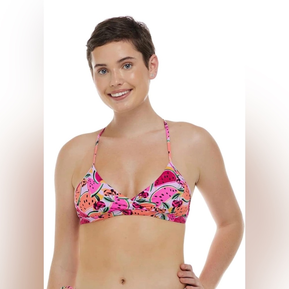 Women's Eidon Melon Pop Madison Fixed Triangle Bikini Top Swim Top Size S